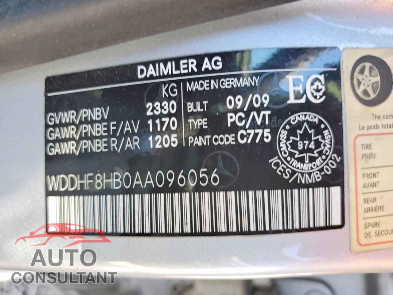 MERCEDES-BENZ E-CLASS 2010 - WDDHF8HB0AA096056