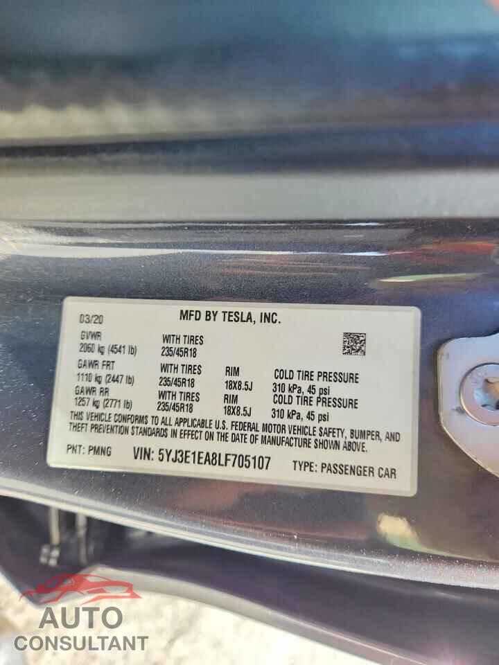 TESLA MODEL 3 2020 - 5YJ3E1EA8LF705107