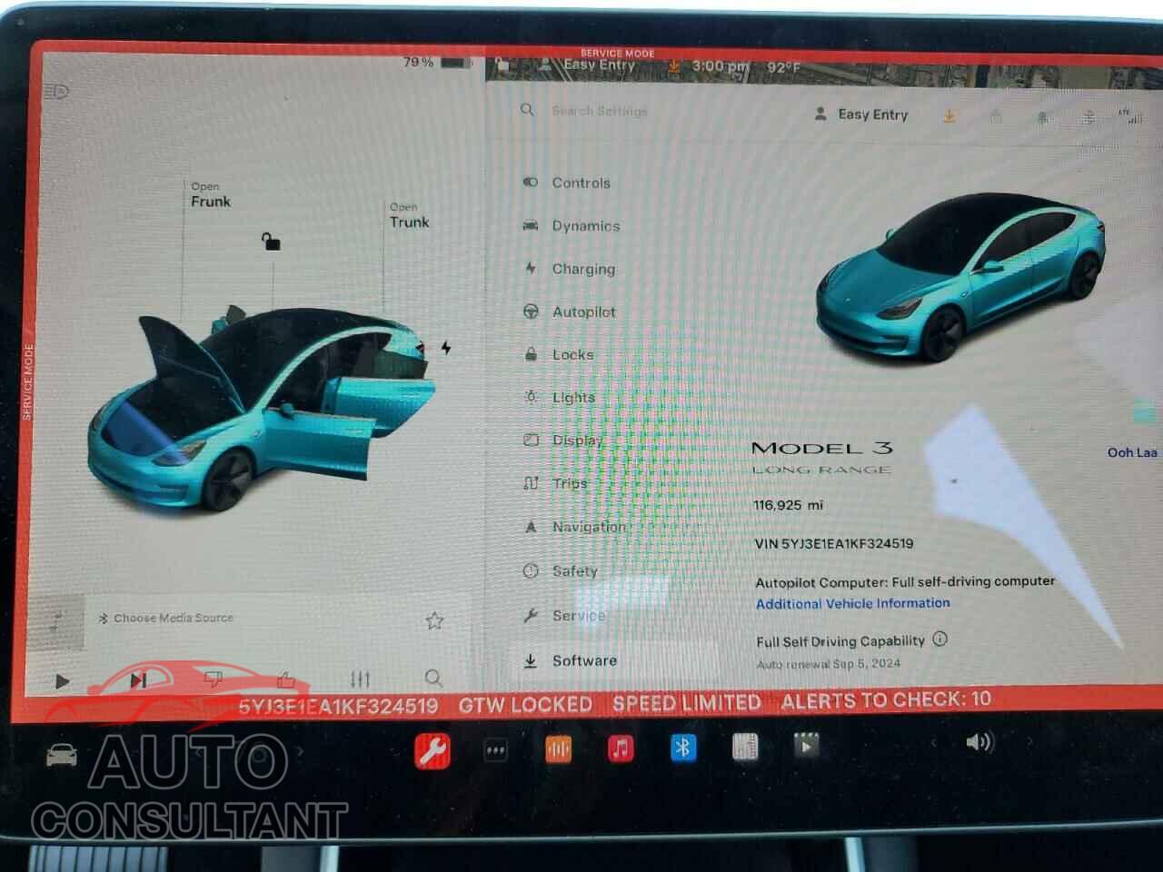 TESLA MODEL 3 2019 - 5YJ3E1EA1KF324519