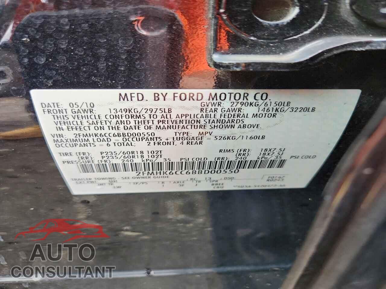 FORD FLEX 2011 - 2FMHK6CC6BBD00550