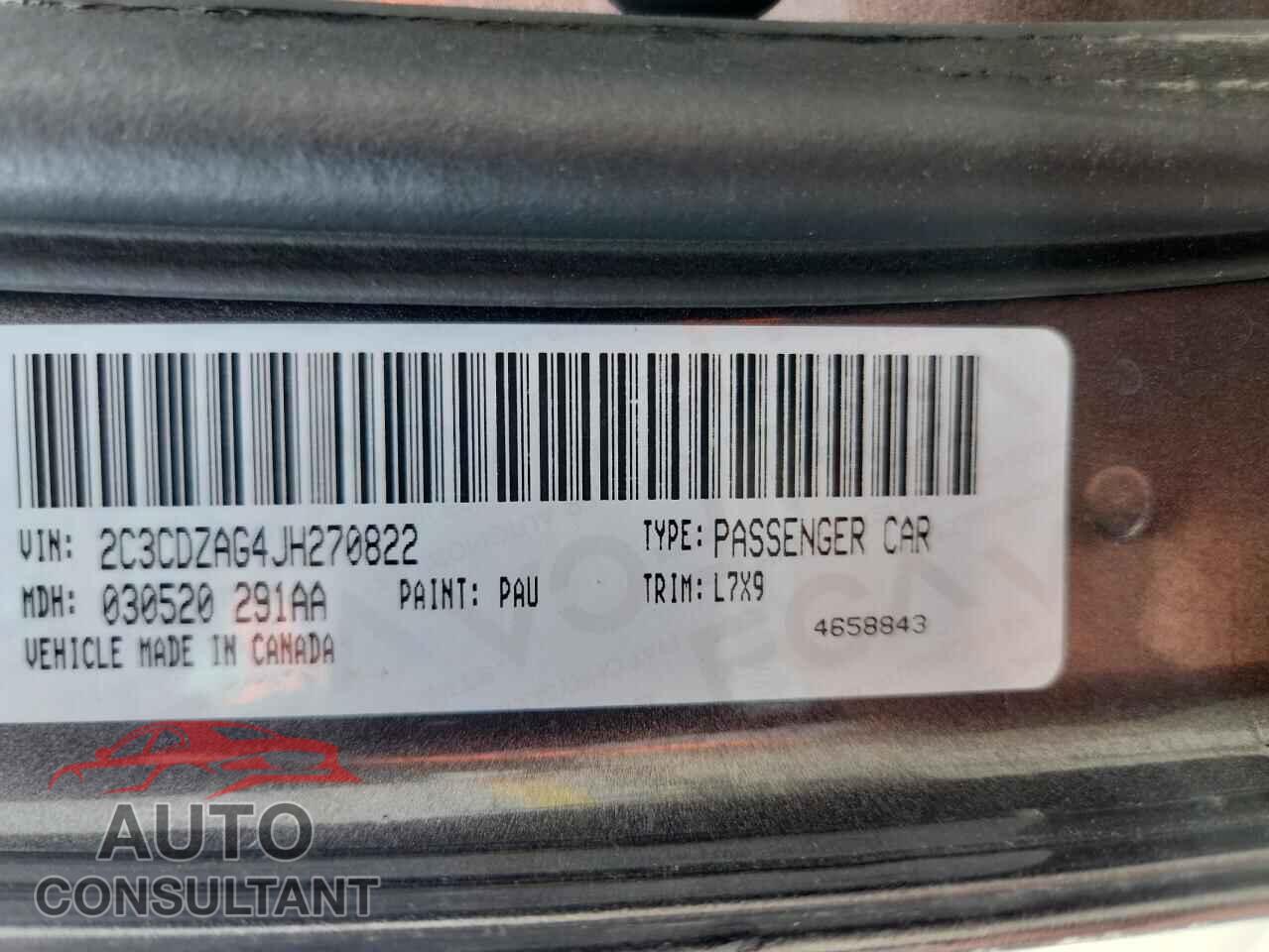 DODGE CHALLENGER 2018 - 2C3CDZAG4JH270822
