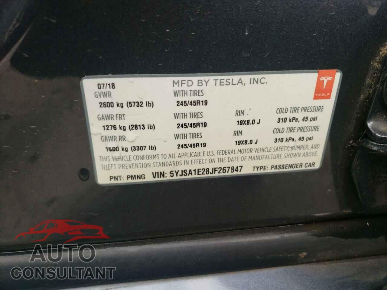 TESLA MODEL S 2018 - 5YJSA1E28JF267847