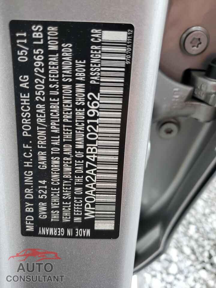 PORSCHE PANAMERA 2011 - WP0AA2A74BL021962