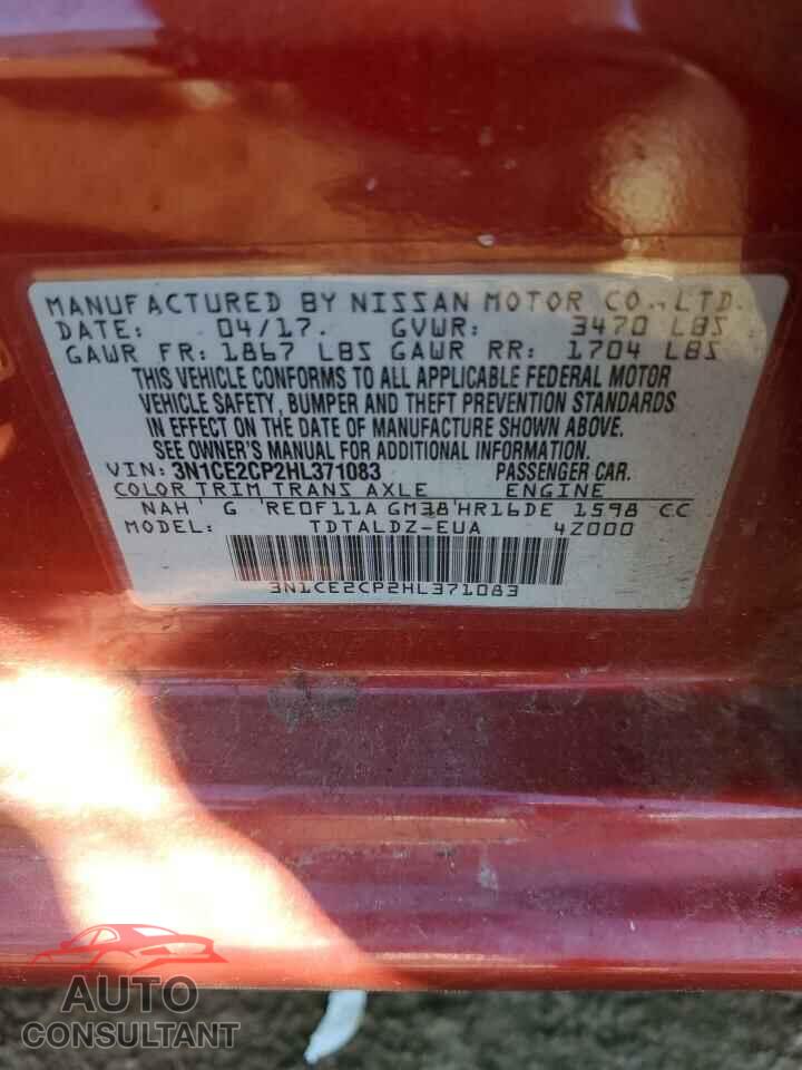 NISSAN VERSA 2017 - 3N1CE2CP2HL371083