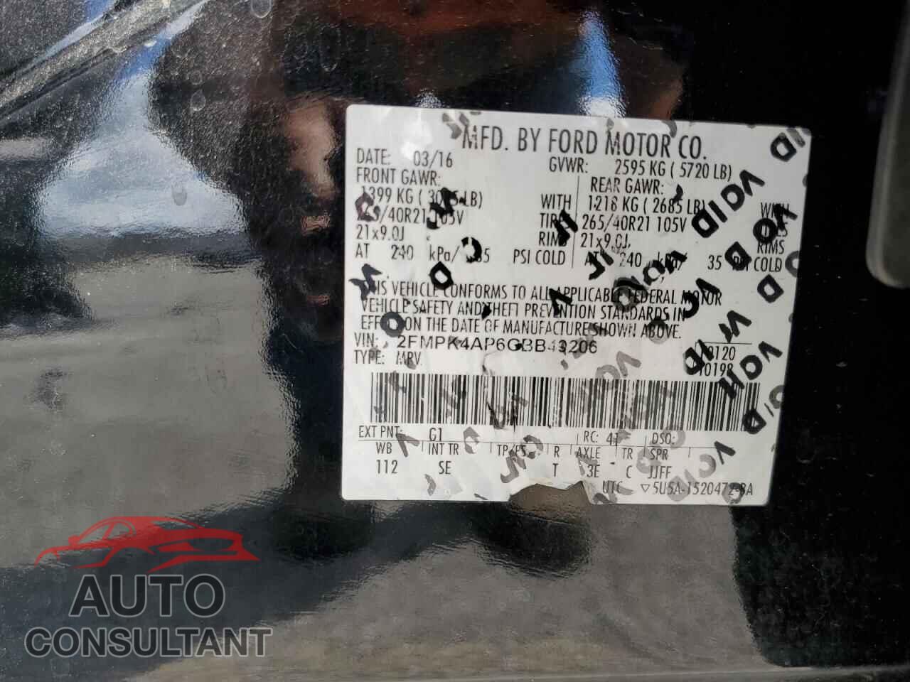 FORD EDGE 2016 - 2FMPK4AP6GBB49206