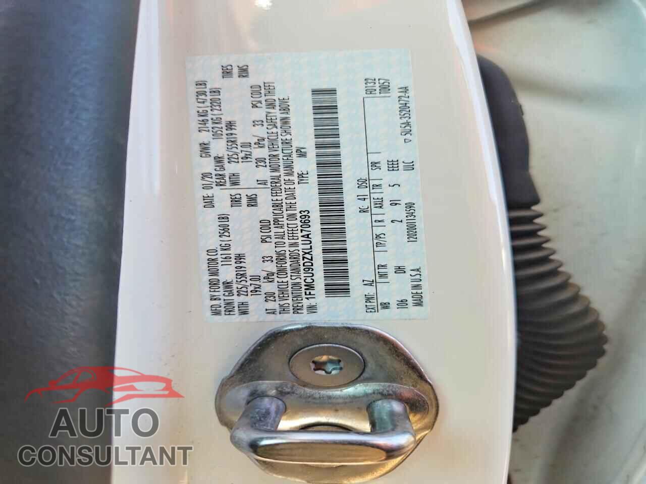 FORD ESCAPE 2020 - 1FMCU9DZXLUA70693