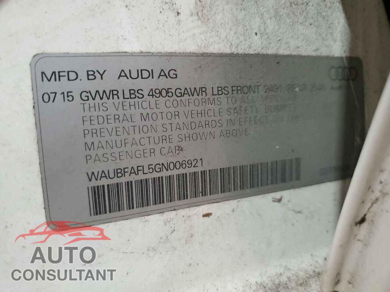 AUDI A4 2016 - WAUBFAFL5GN006921