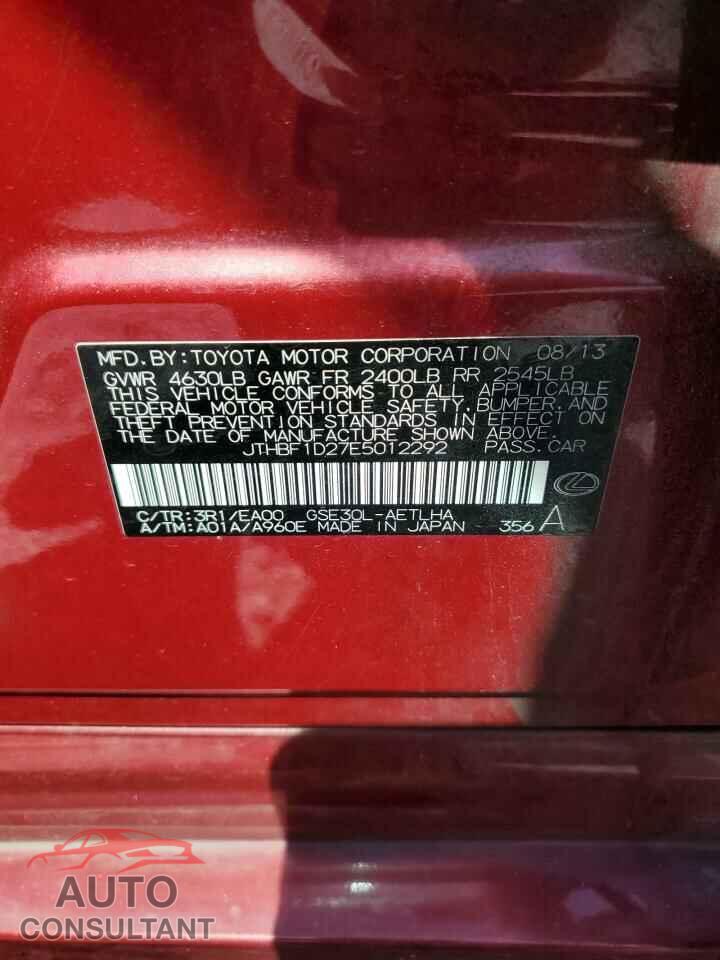 LEXUS IS 2014 - JTHBF1D27E5012292
