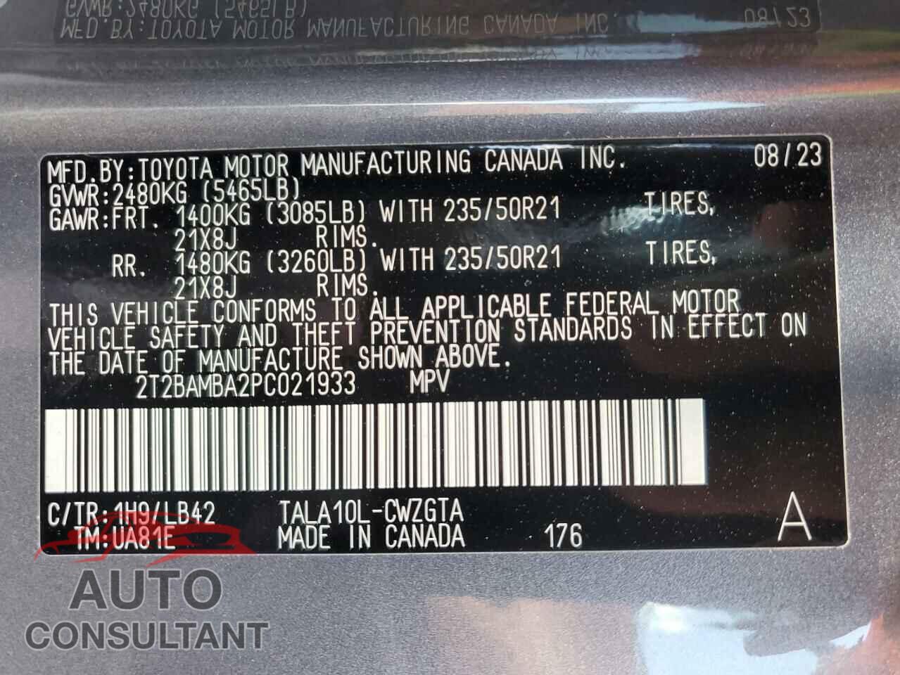 LEXUS RX350 2023 - 2T2BAMBA2PC021933
