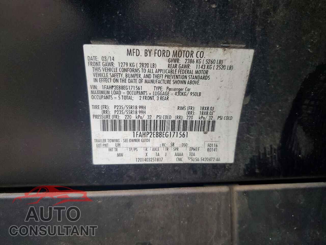 FORD TAURUS 2014 - 1FAHP2E88EG171561