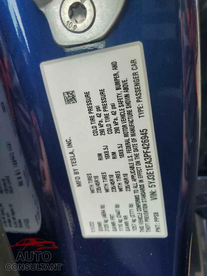 TESLA MODEL 3 2023 - 5YJ3E1EA3PF426945