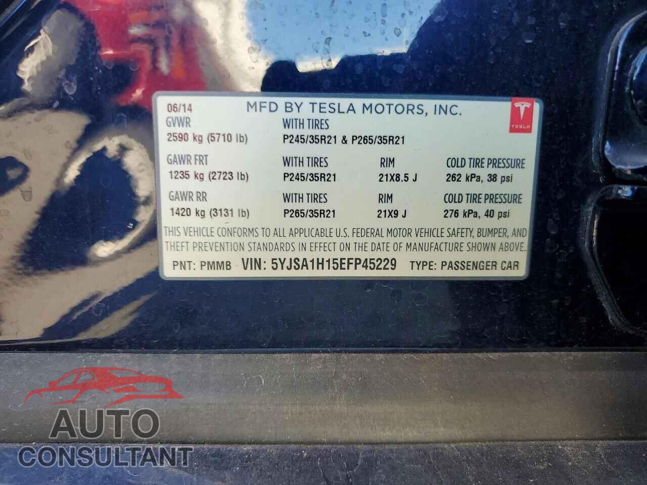 TESLA MODEL S 2014 - 5YJSA1H15EFP45229