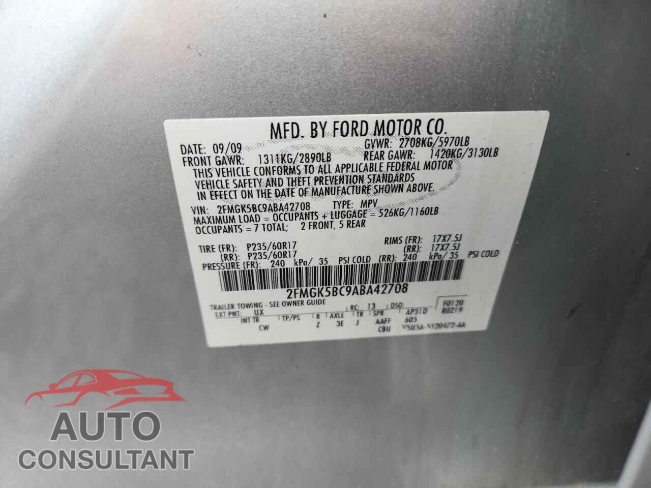 FORD FLEX 2010 - 2FMGK5BC9ABA42708