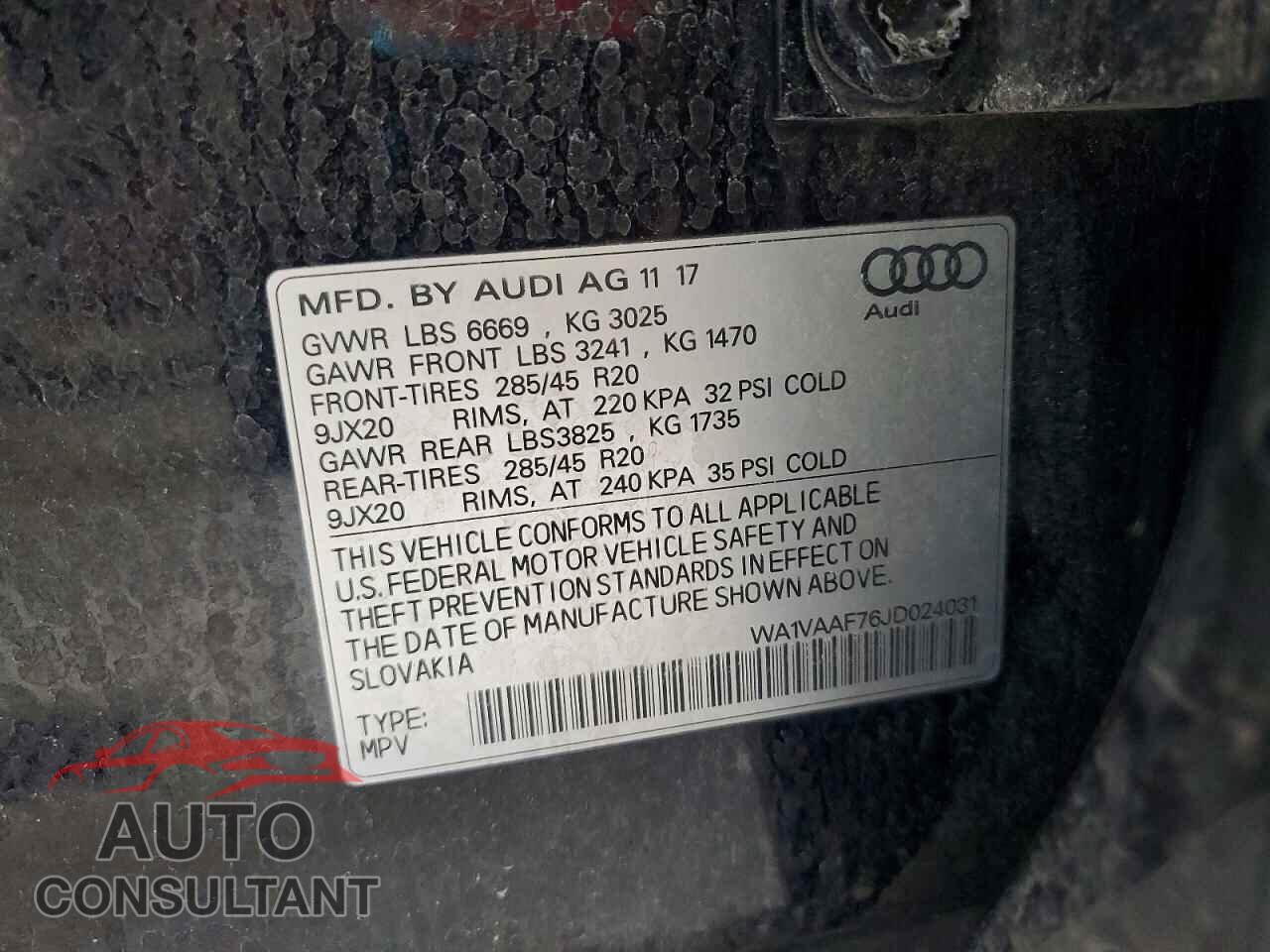 AUDI Q7 2018 - WA1VAAF76JD024031