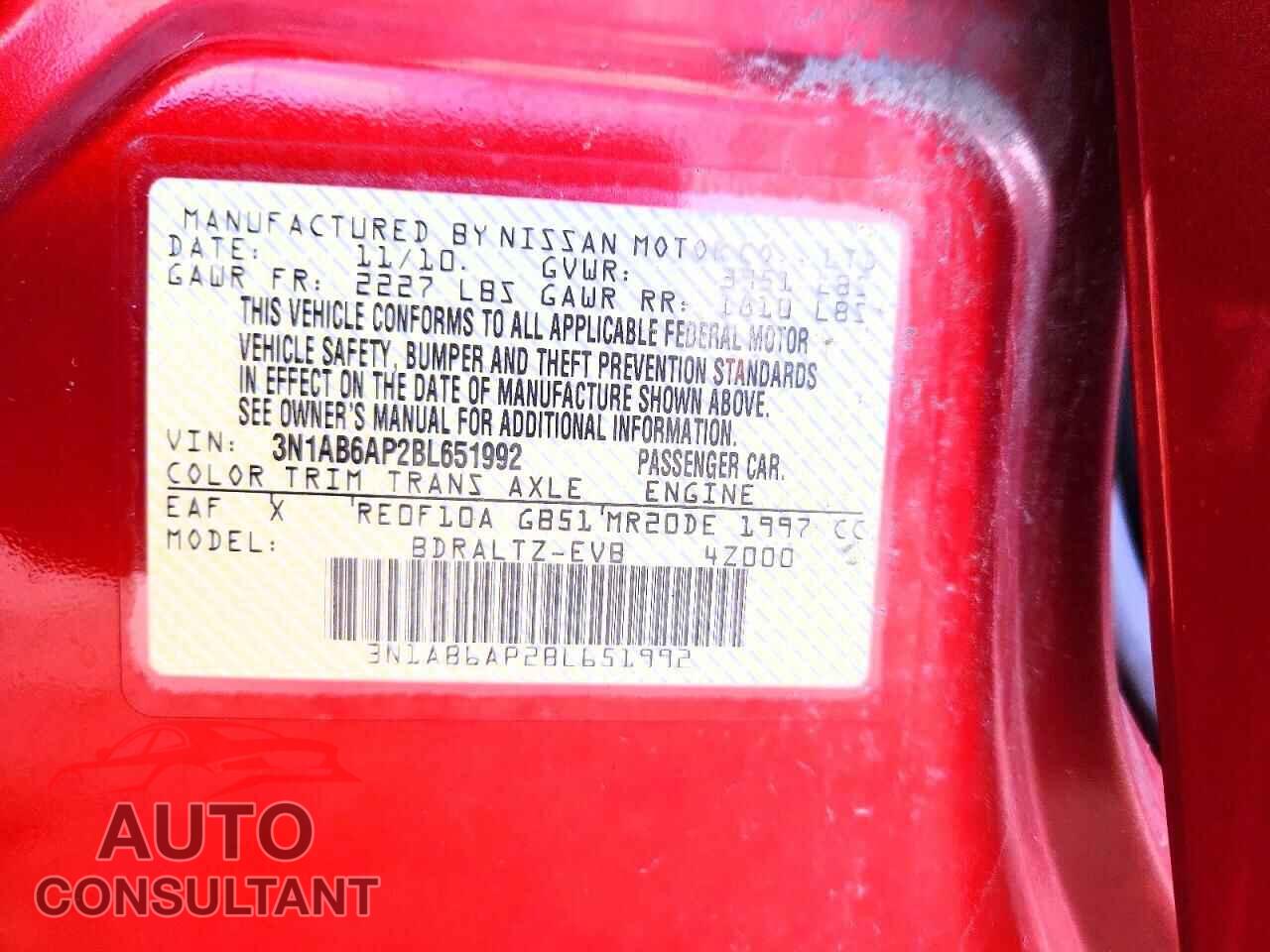 NISSAN SENTRA 2011 - 3N1AB6AP2BL651992