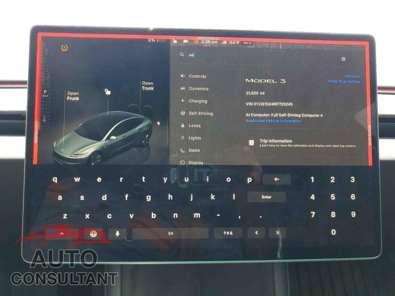 TESLA MODEL 3 2024 - 5YJ3E1EA9RF725245