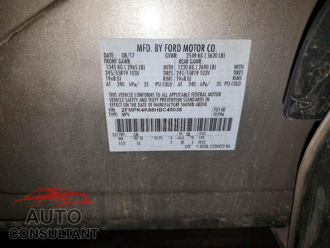 FORD EDGE 2017 - 2FMPK4K88HBC45038