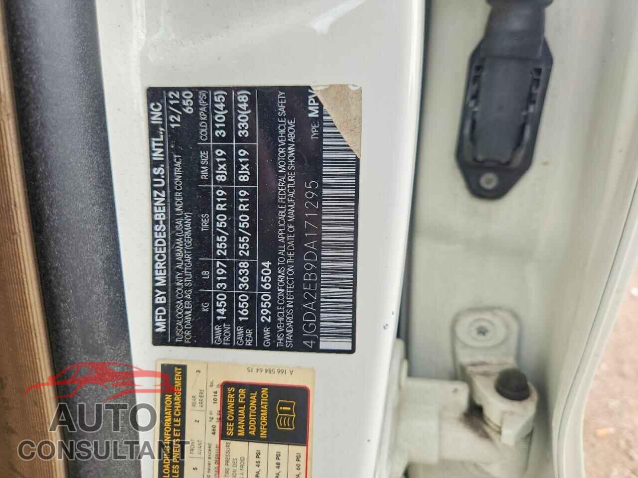 MERCEDES-BENZ M-CLASS 2013 - 4JGDA2EB9DA171295