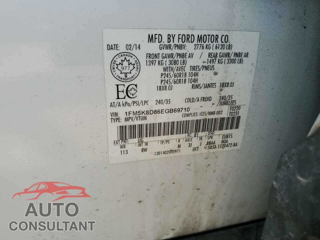 FORD EXPLORER 2014 - 1FM5K8D86EGB69710