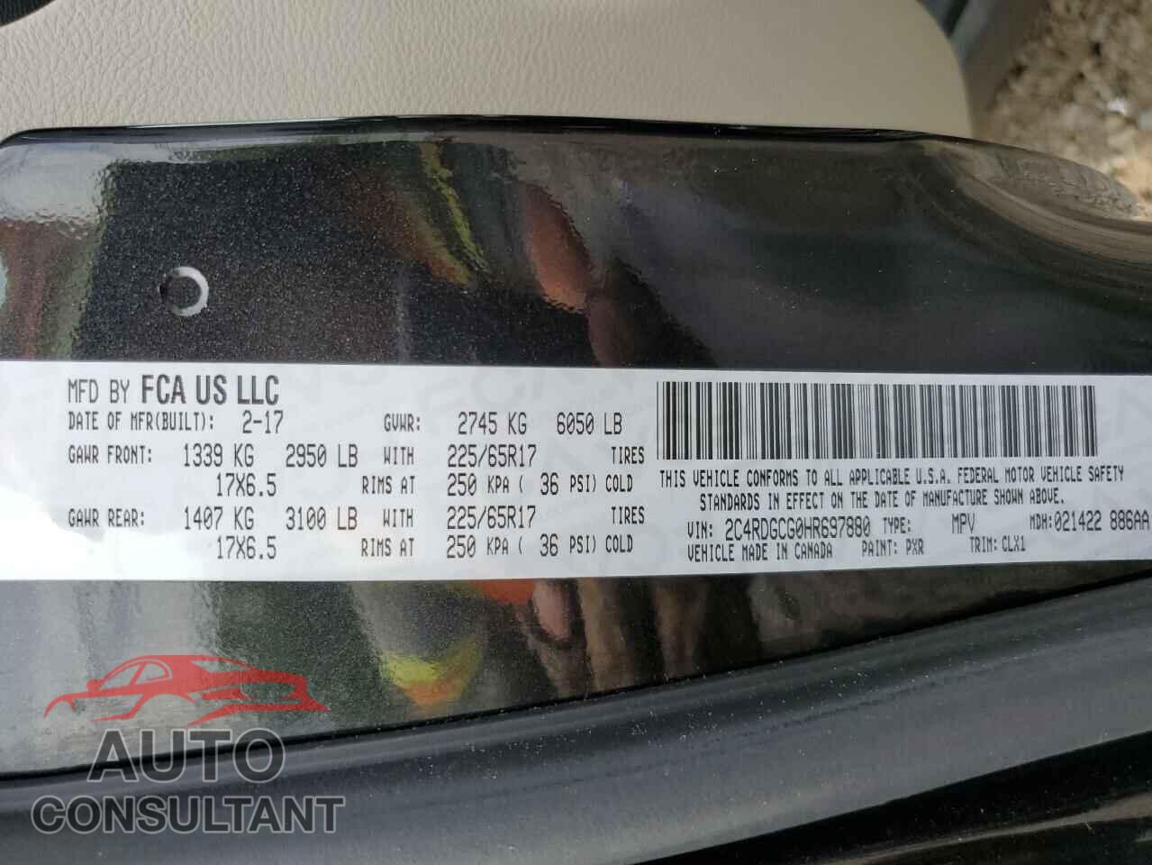 DODGE CARAVAN 2017 - 2C4RDGCG0HR697880