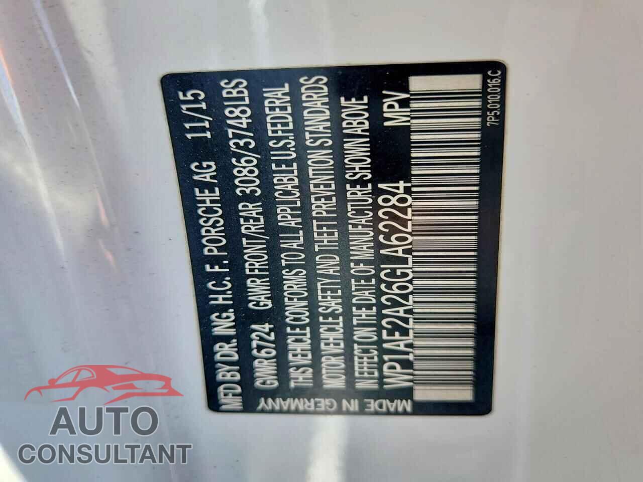 PORSCHE CAYENNE 2016 - WP1AE2A26GLA62284