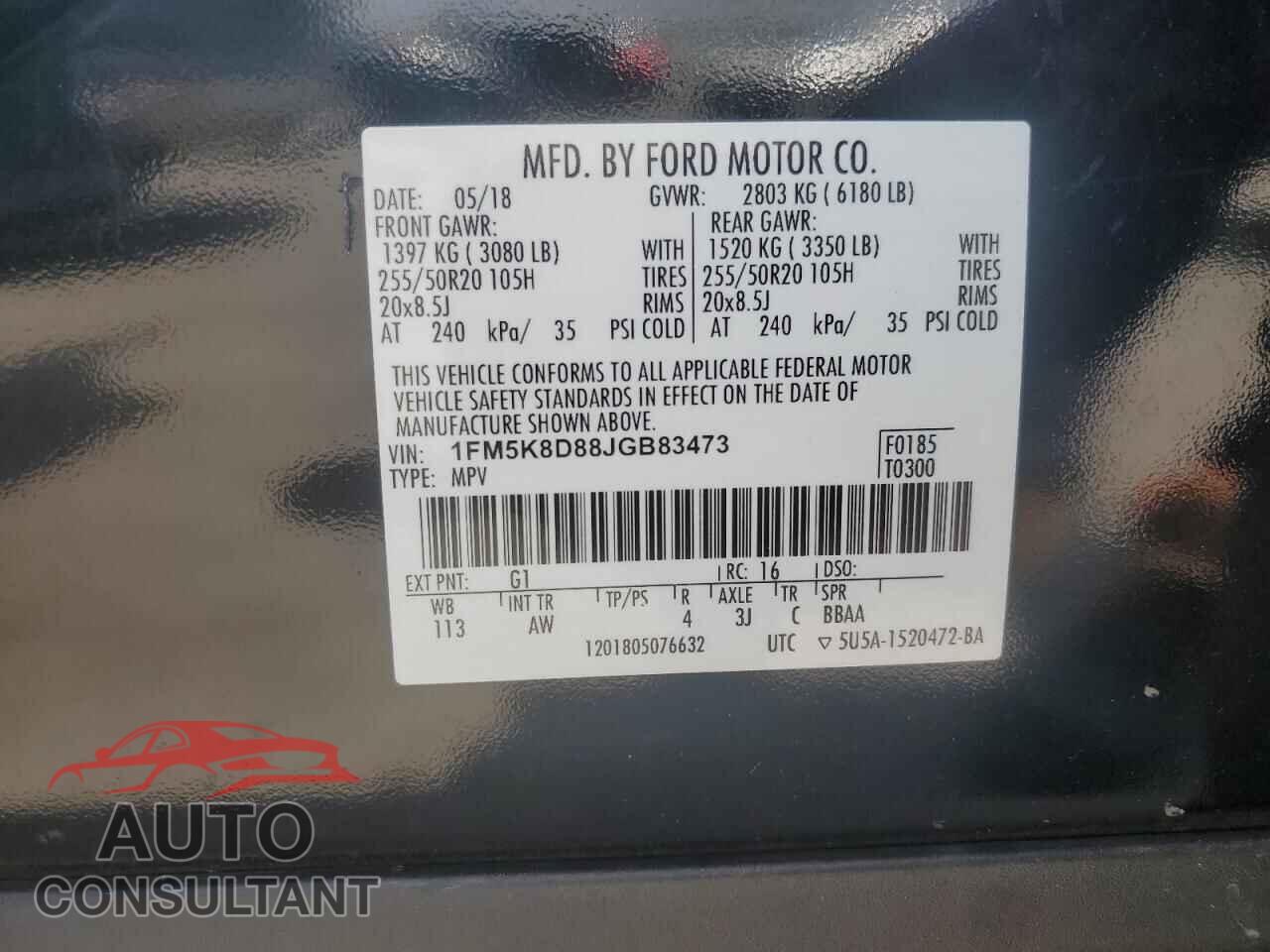 FORD EXPLORER 2018 - 1FM5K8D88JGB83473