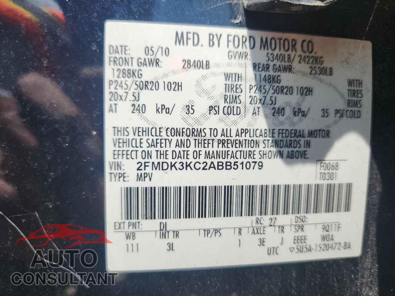 FORD EDGE 2010 - 2FMDK3KC2ABB51079