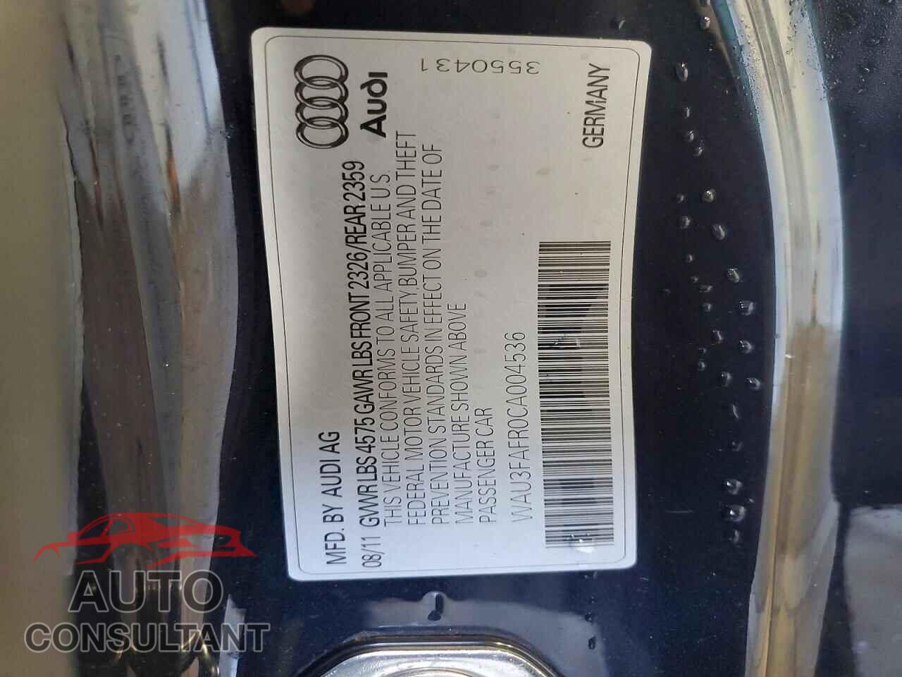 AUDI A5 2012 - WAU3FAFR0CA004536