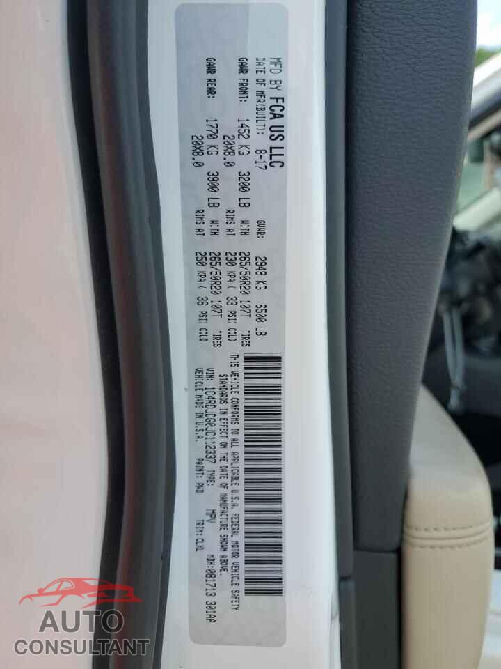 DODGE DURANGO 2018 - 1C4RDJDG0JC112337