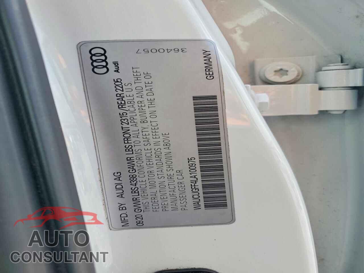 AUDI A3 2020 - WAUCUGFF4LA100975