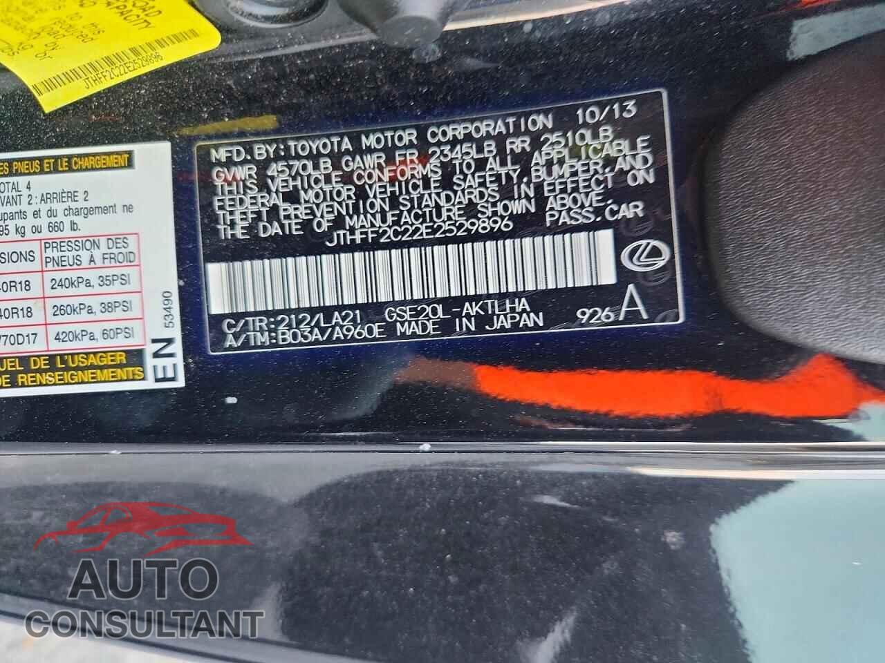 LEXUS IS 2014 - JTHFF2C22E2529896