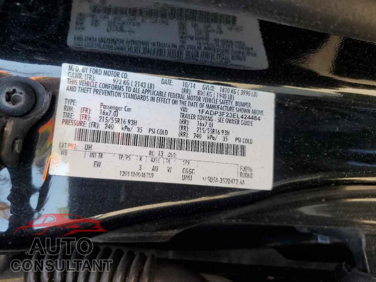 FORD FOCUS 2014 - 1FADP3F23EL424484