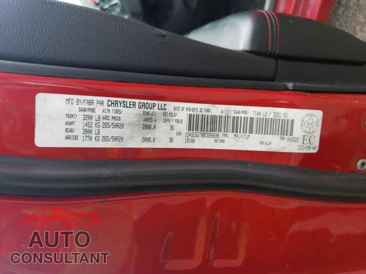 DODGE DURANGO 2011 - 1D4SE6GT8BC699699