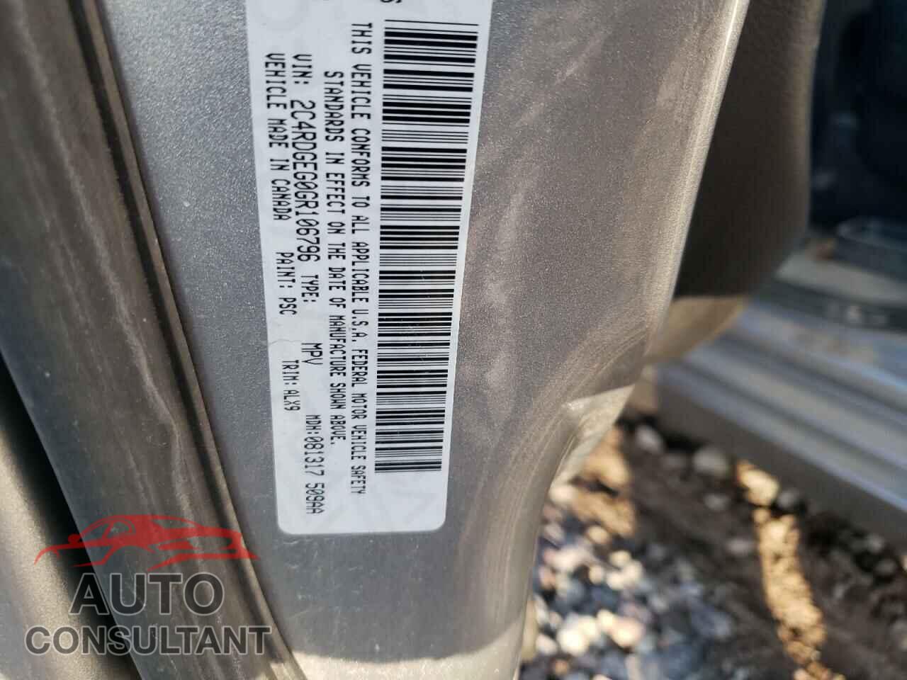 DODGE CARAVAN 2016 - 2C4RDGEG0GR106796