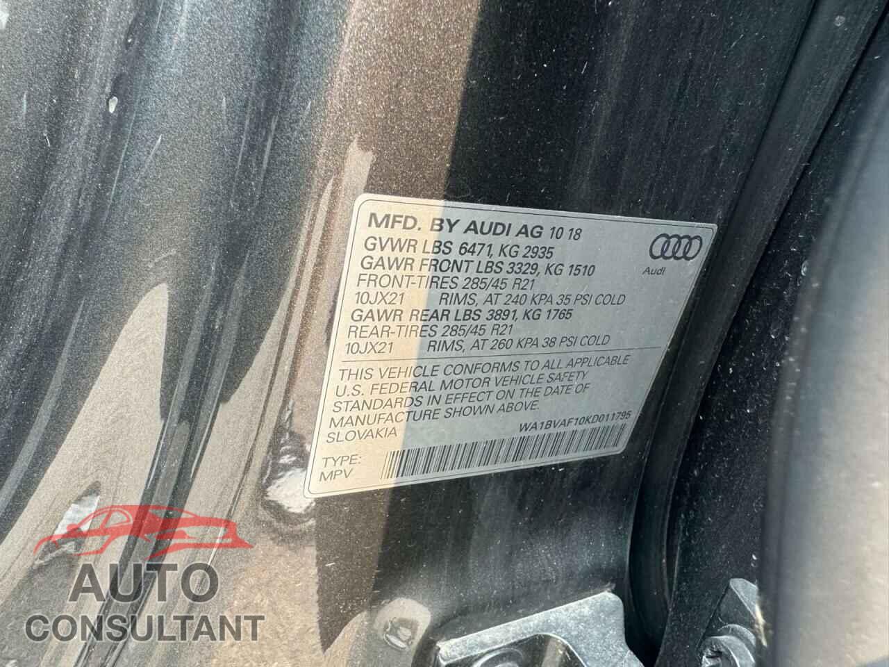 AUDI Q8 2019 - WA1BVAF10KD011795