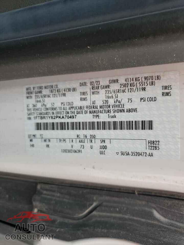 FORD TRANSIT 2023 - 1FTBR1Y82PKA70497