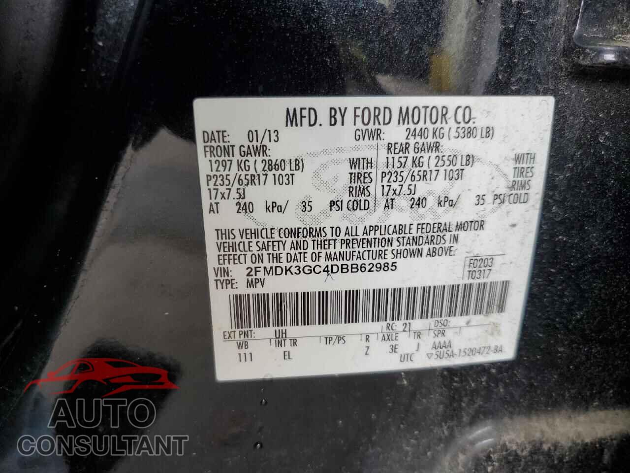 FORD EDGE 2013 - 2FMDK3GC4DBB62985