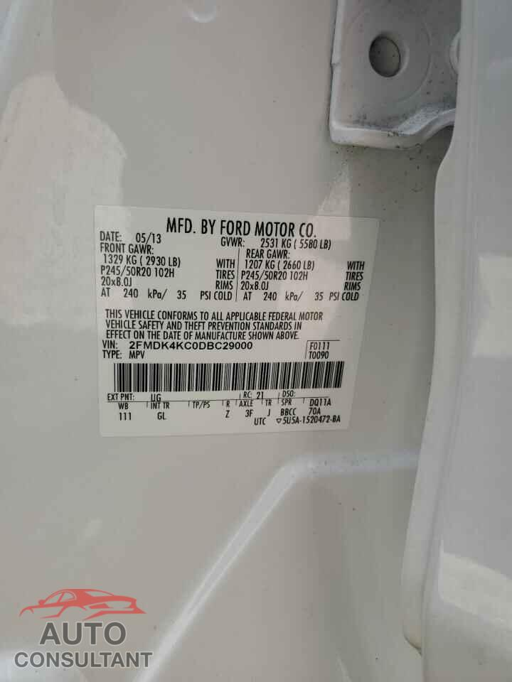 FORD EDGE 2013 - 2FMDK4KC0DBC29000