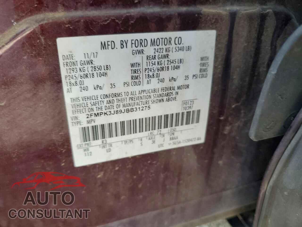 FORD EDGE 2018 - 2FMPK3J89JBB31275