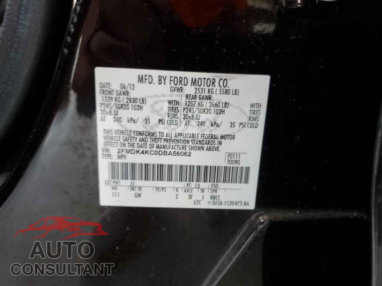 FORD EDGE 2013 - 2FMDK4KC0DBA56062