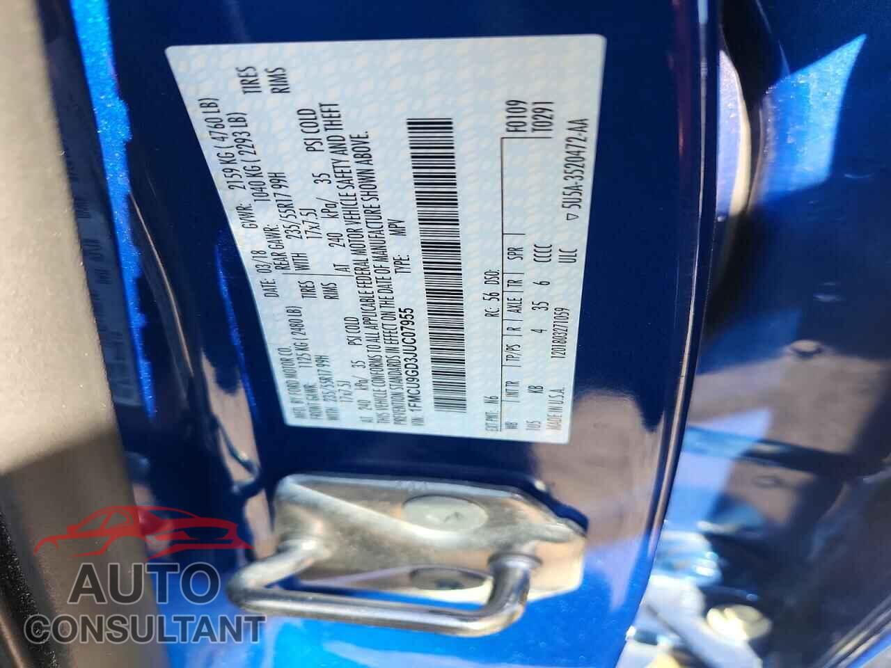 FORD ESCAPE 2018 - 1FMCU9GD3JUC07955