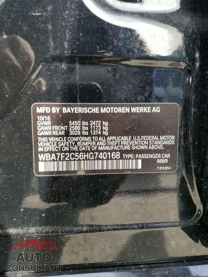 BMW 7 SERIES 2017 - WBA7E2C56HG740168