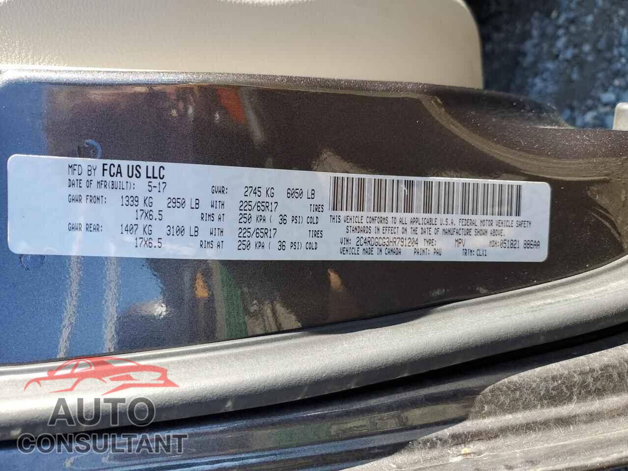DODGE CARAVAN 2017 - 2C4RDGCG3HR791204