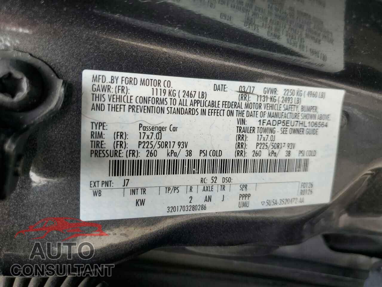 FORD CMAX 2017 - 1FADP5EU7HL106564