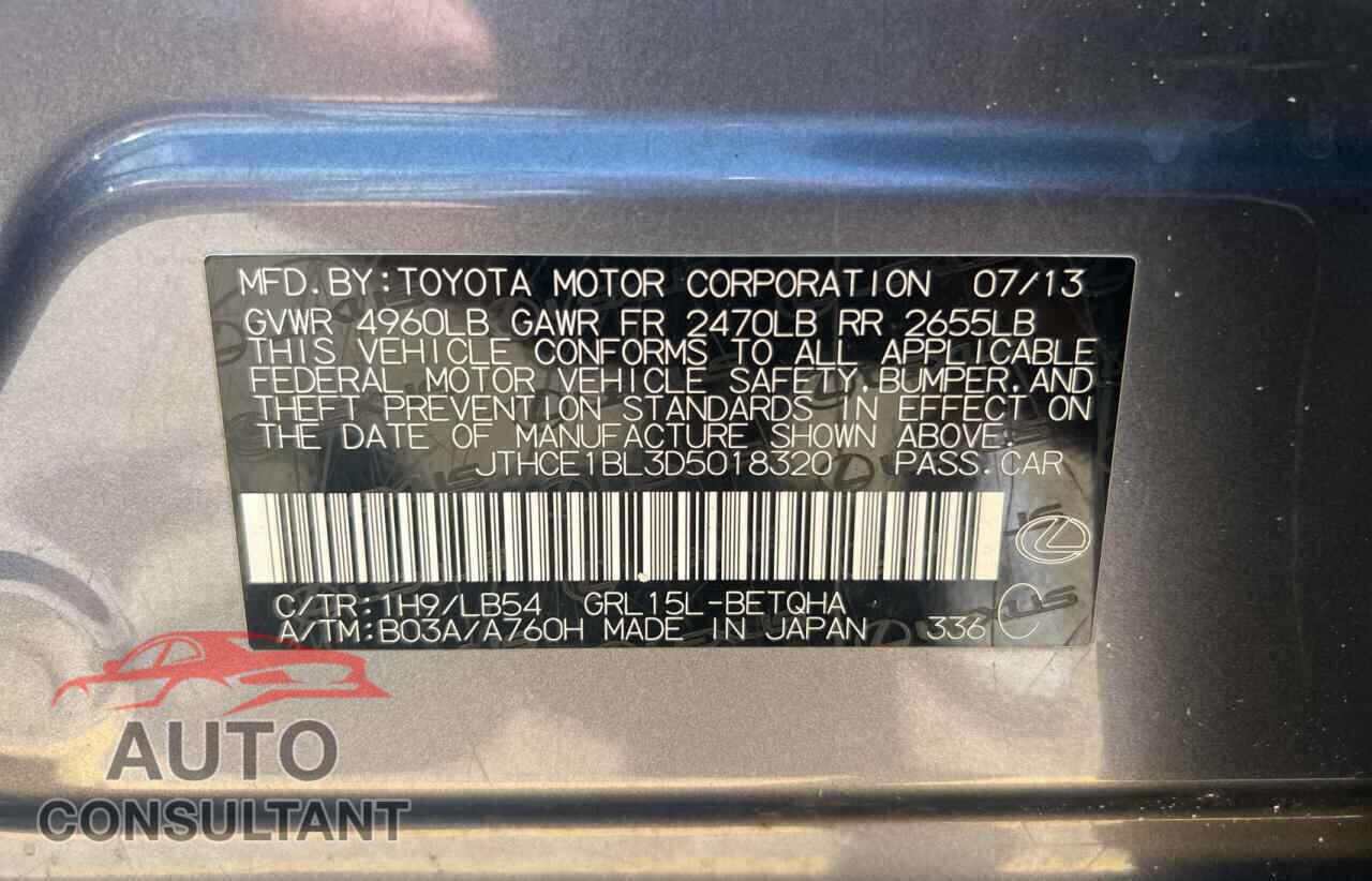 LEXUS GS350 2013 - JTHCE1BL3D5018320