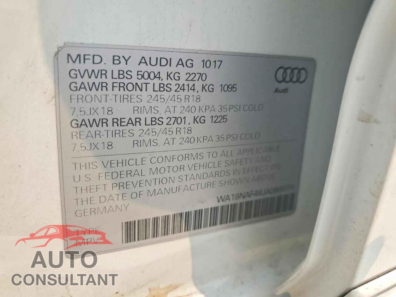 AUDI A4 2018 - WA18NAF48JA086670