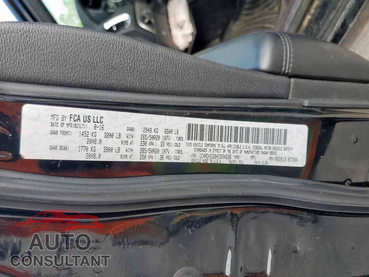 DODGE DURANGO 2017 - 1C4RDHDG8HC634636