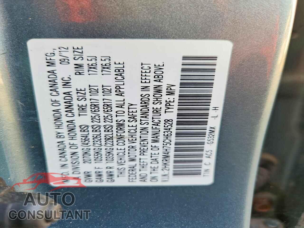 HONDA CRV 2012 - 2HKRM4H75CH634528