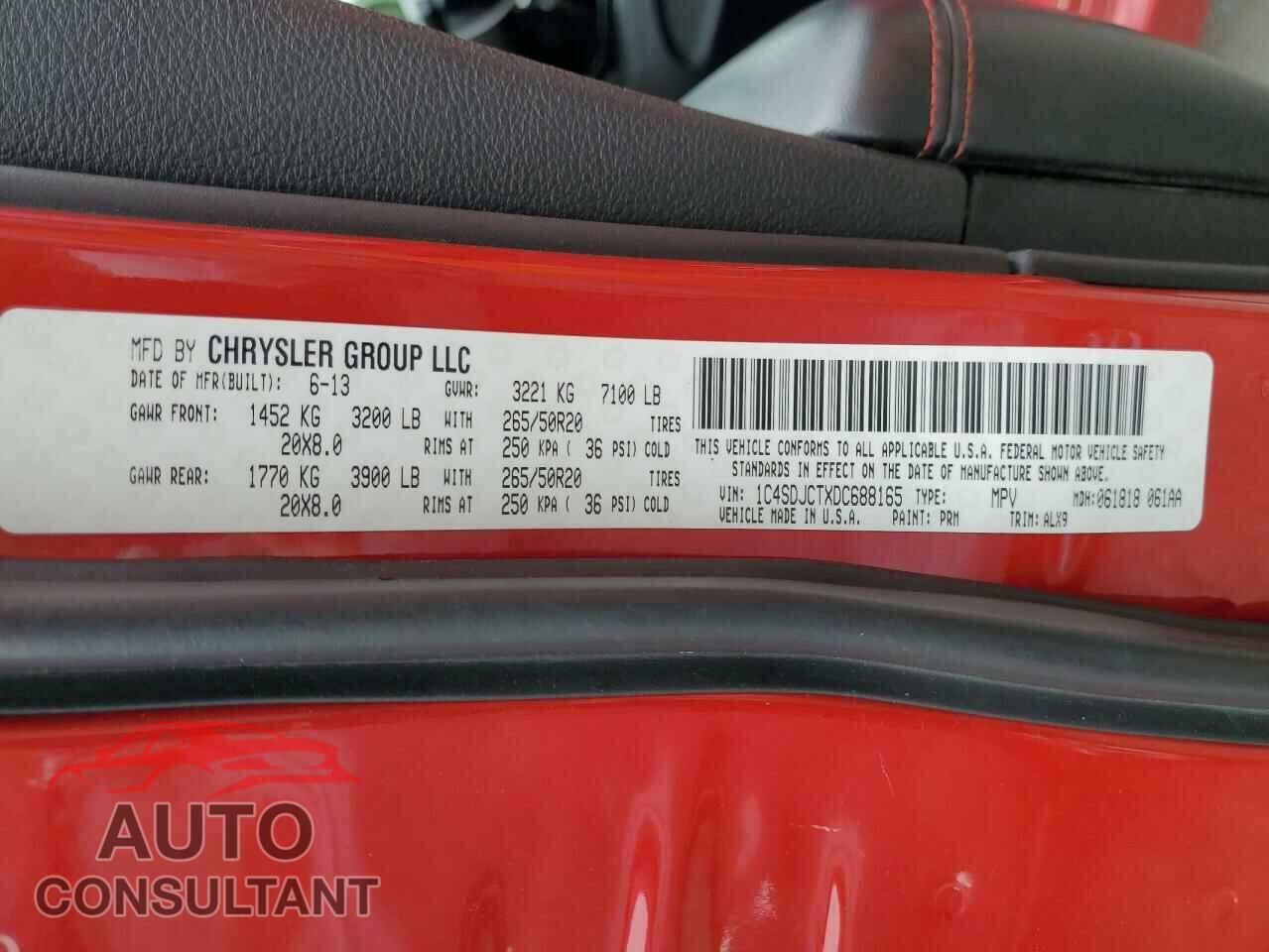 DODGE DURANGO 2013 - 1C4SDJCTXDC688165