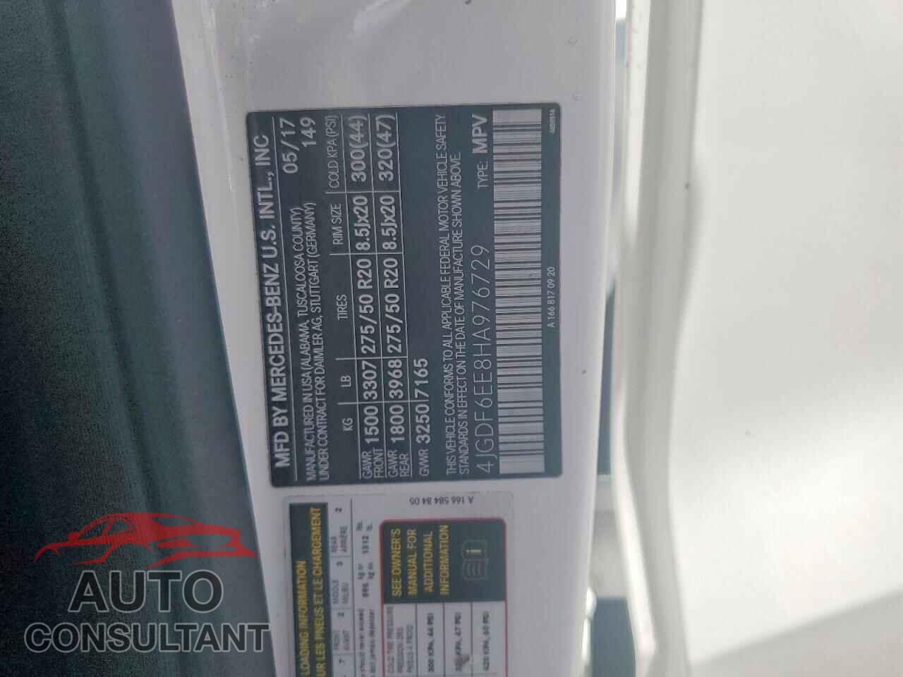 MERCEDES-BENZ GLS-CLASS 2017 - 4JGDF6EE8HA976729